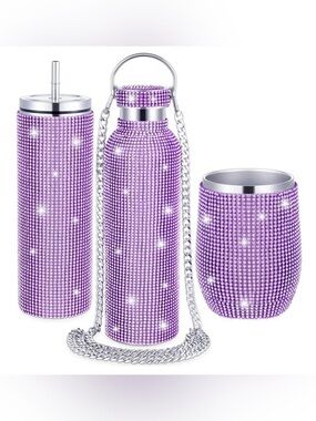 Nordstrom Purple Rhinestone Drinkware Set